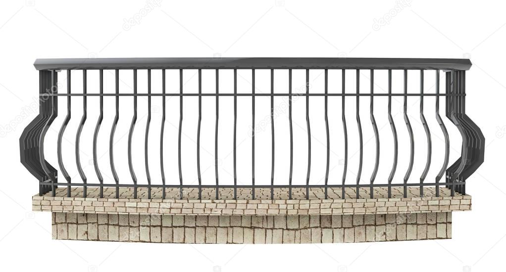 Decorative balcony on a white background. 3d rendering.