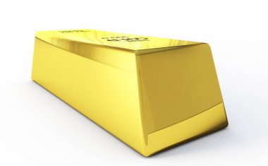 Beyaz arka plan üzerinde 3D render altın barlar