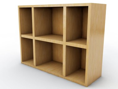 Beyaz arka plan üzerinde 3d render izole bookshelf asılı ışık