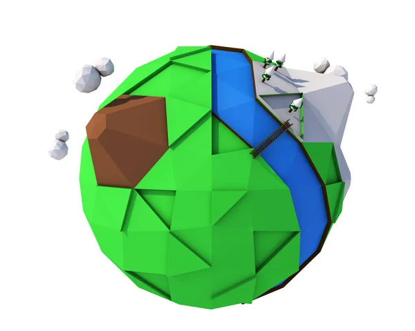 3d 렌더링입니다. 지구의 다각형 스타일 일러스트. — 스톡 사진
