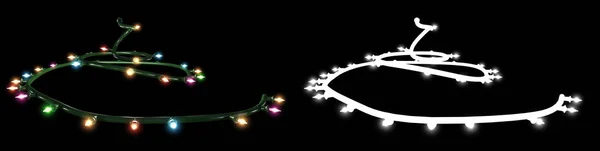 Christmas garland glowing with  alpha channel 3d render