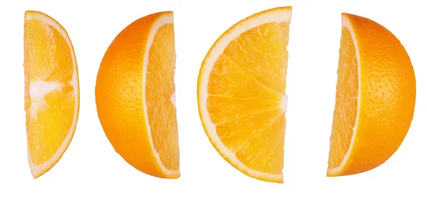Συλλογή τέλεια φέτες πορτοκαλιού απομονώνονται σε λευκό φόντο — Φωτογραφία Αρχείου