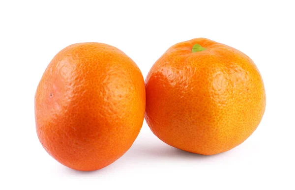 Два мандарина на белом фоне — стоковое фото