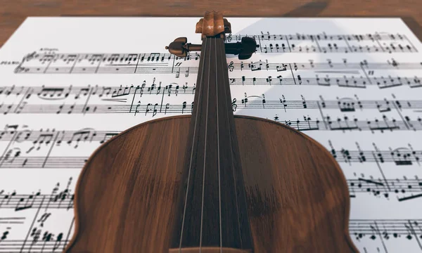 Vintage viola na nuty tło render 3d — Zdjęcie stockowe