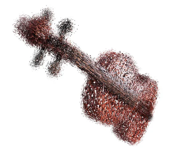 Violino das partículas sobre um fundo branco 3d render — Fotografia de Stock