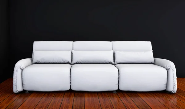 Sofa putih di kamar hitam 3d render — Stok Foto