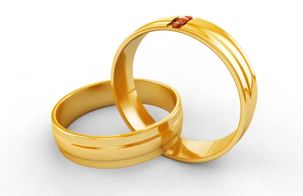 3d renderowanie złotych pierścieni izolowanych na białym tle — Zdjęcie stockowe
