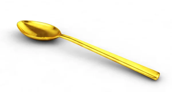 Representación Golden Spoon 3D sobre un fondo blanco —  Fotos de Stock