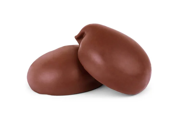 2 つのチョコレート カバー マシュマロ、部分の 1 つ、食い切ら isol — ストック写真