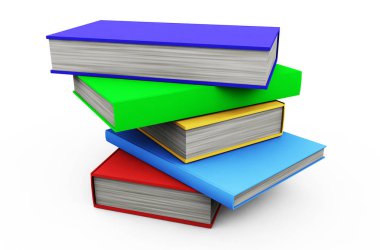 Os renkli kitap üzerinde beyaz 3d render izole