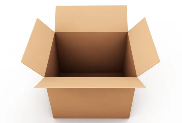 Kartónové krabice zavřená. Krabice izolovaných na bílém pozadí. 3D rende — Stock fotografie