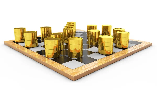 Монеты на шахматной доске. Финансовая концепция. деньги концепция 3D рендеринг — стоковое фото