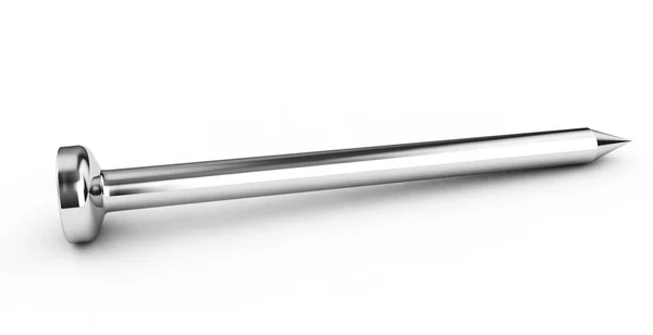 Close-up vista de um par de pregos de aço no fundo branco 3d — Fotografia de Stock