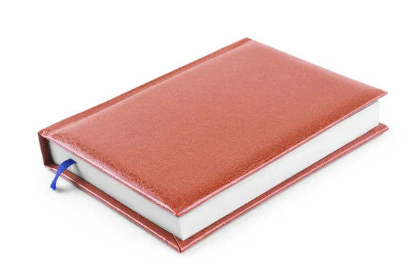 Fehér alapon barna bőr notebook — Stock Fotó