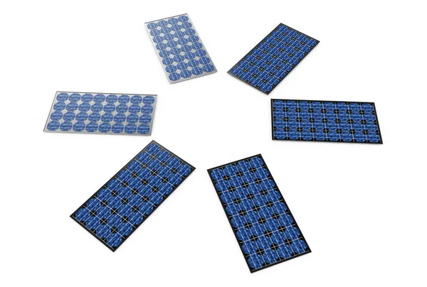 白い背景の上の太陽電池パネルの 3 d イラストレーション — ストック写真
