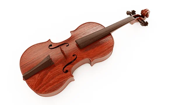 Aged violin isolated on white 3D rendering — Stock Photo, Image