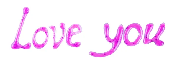 The inscription "love you" written topping on a white background — Stock Photo, Image