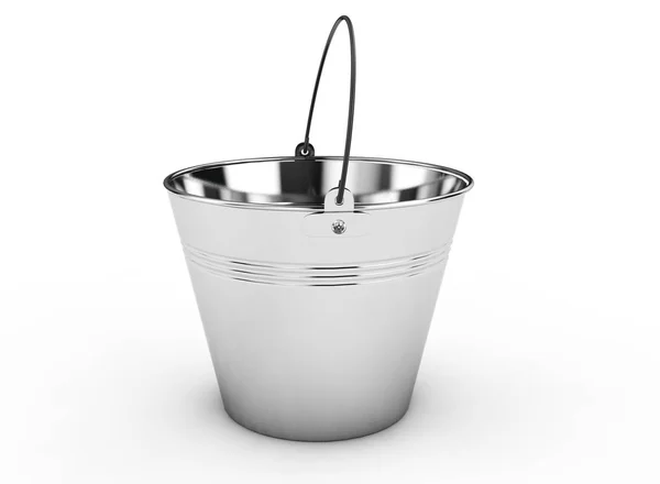 Metal bucket isolated on white 3d render — Stock Photo, Image