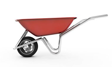 3D görüntü, beyaz zemin üzerine el arabası