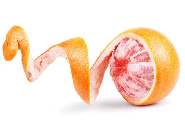 Grapefruit citrusvruchten met half geïsoleerd op wit met clippin — Stockfoto