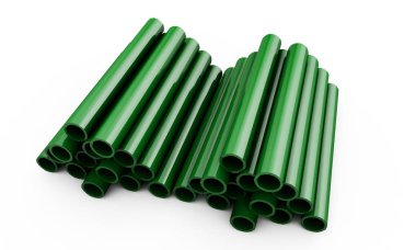 3d rendered green pipes isolated on white background clipart