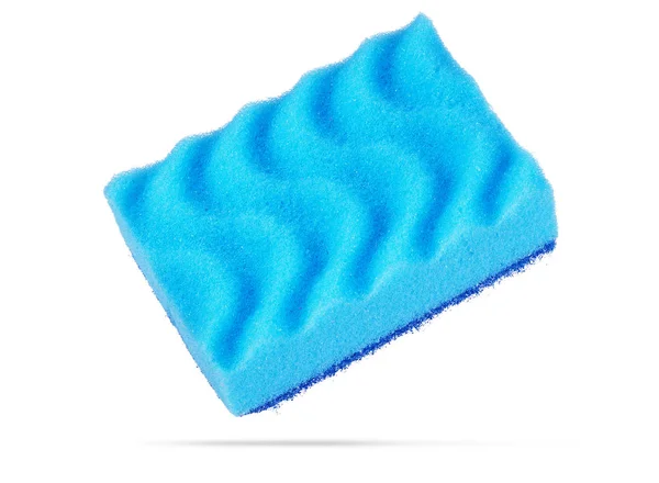 Una esponja azul celulosa súper absorbente sobre blanco . —  Fotos de Stock