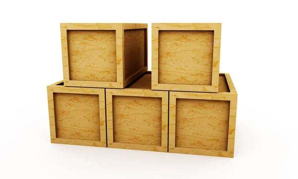 Wooden crate 3d illustration isolated on white background — Stock Photo, Image