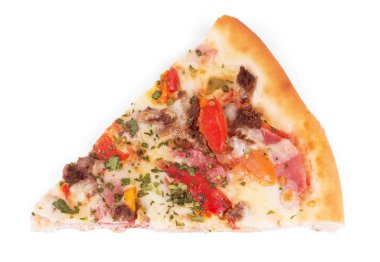 Lezzetli İtalyan pizzası beyaz üzerine