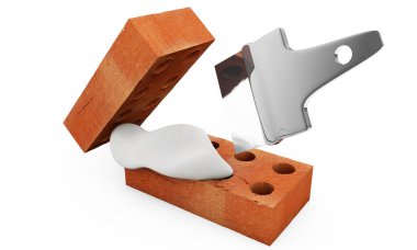 3D mala ve tuğla. İş takım