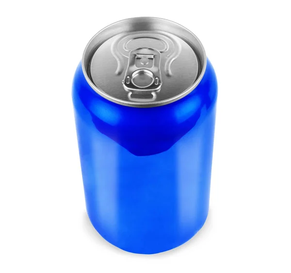 Sfotografować pusty niebieski aluminium sody lub można pić alkohol na — Zdjęcie stockowe