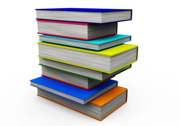 Pila os libros coloridos aislados en blanco 3d render —  Fotos de Stock