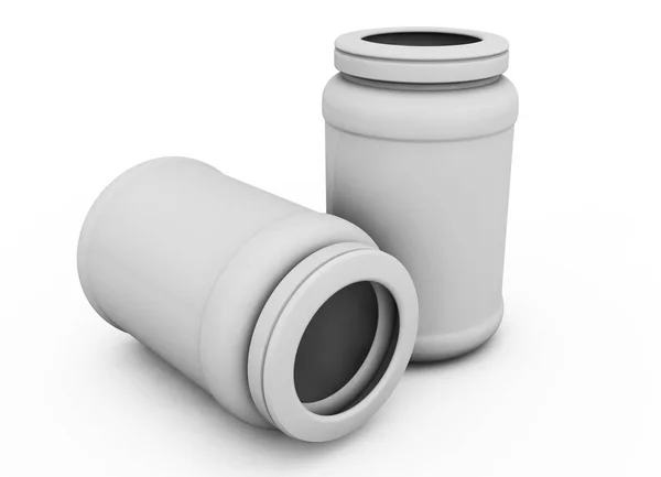 Realistické 3d vykreslování plastová láhev bílá kapsle na bílém — Stock fotografie