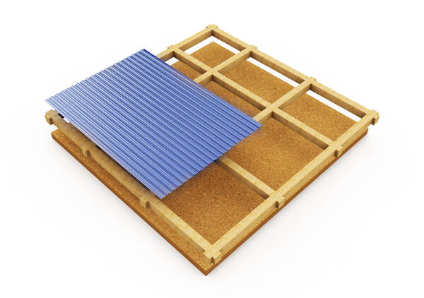 Схема кровельной системы. 3D иллюстрация
