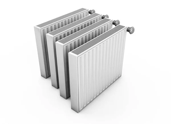 Radiadores de aquecimento isolados sobre fundo branco renderização 3d — Fotografia de Stock