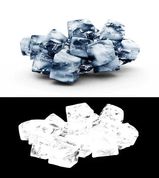 Representación 3D de cubitos de hielo. con un canal alfa —  Fotos de Stock