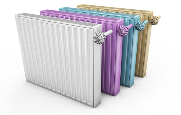 Topení radiátory izolovaných na bílém pozadí 3d vykreslení — Stock fotografie