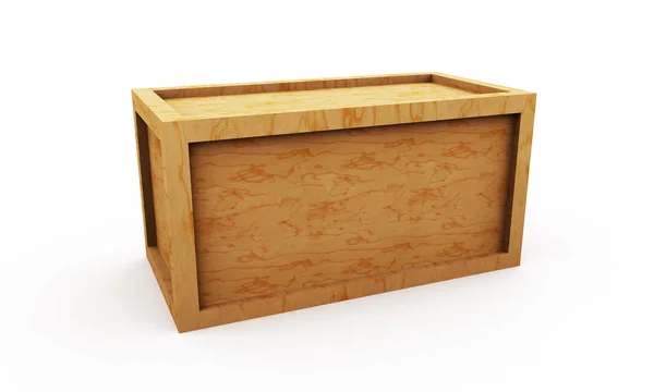 Caixa de madeira ilustração 3d isolado no fundo branco — Fotografia de Stock