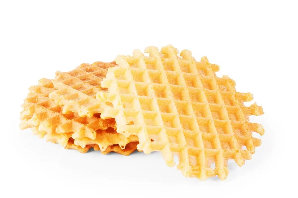 Waffles de açúcar belgas isolados sobre um fundo branco — Fotografia de Stock