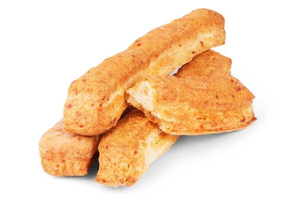 Bread sticks with cheese on white baclkground — Stock Photo, Image