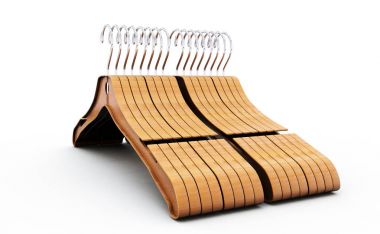 3D render ahşap elbise askısı