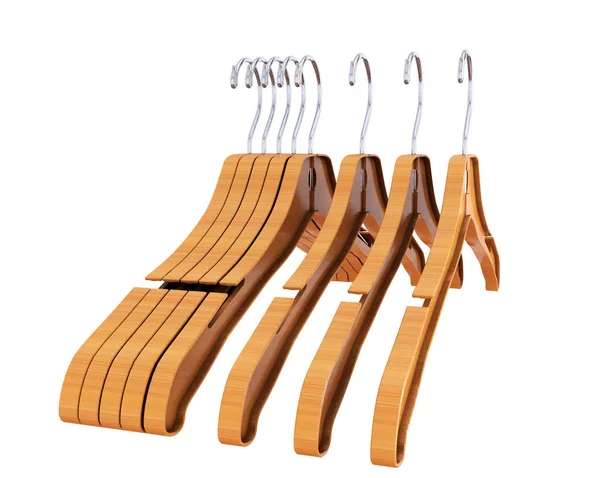 3d rendering of wooden coat hanger — Stock Photo, Image