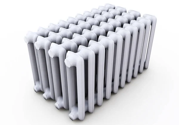 Topení radiátory izolovaných na bílém pozadí 3d vykreslení — Stock fotografie