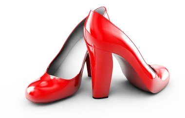 Kırmızı kadınlar stiletto çifti üzerinde beyaz backgrou izole ayakkabı topuk