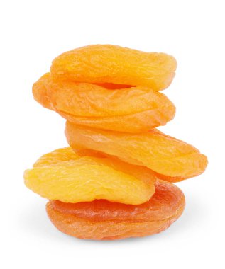 A heap of dried apricots on a white background with a light shad clipart
