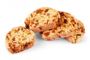 Beyaz arka planda izole - yulaf ezmesi kuru üzüm kurabiyeleri