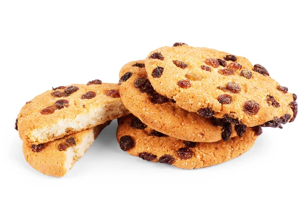 Oatmeal cookies with raisin on white background — Stock Photo, Image