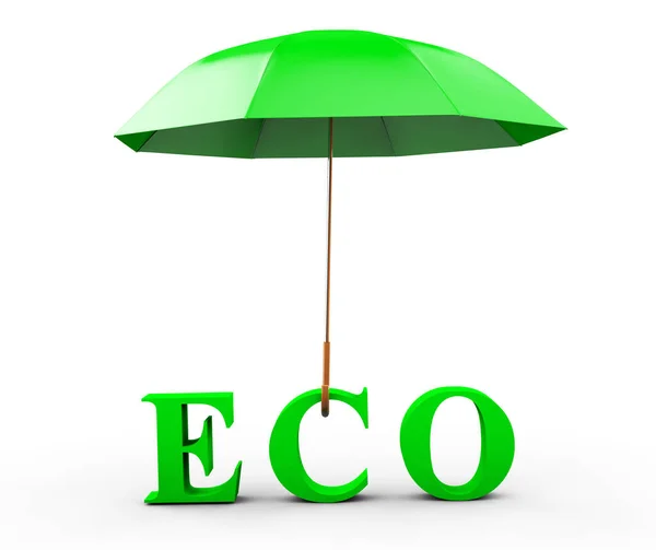 Eco covered by umbrella, 3D rendering isolated on white backgrou — Stock Photo, Image