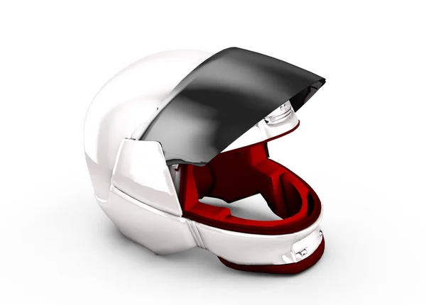 Alta resolução 3d renderizar capacete moto vermelho . — Fotografia de Stock