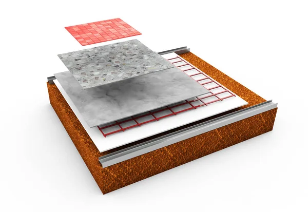 3D render ısı yalıtımı duvarlarının — Stok fotoğraf
