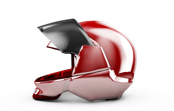 Alta resolución 3d render casco moto rojo . — Foto de Stock